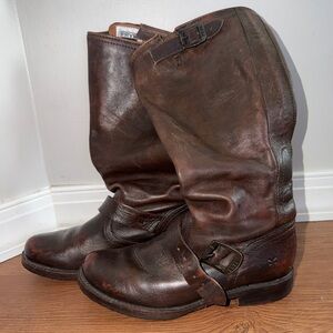 Frye Veronica Slouch Boots in Dark Brown Leather